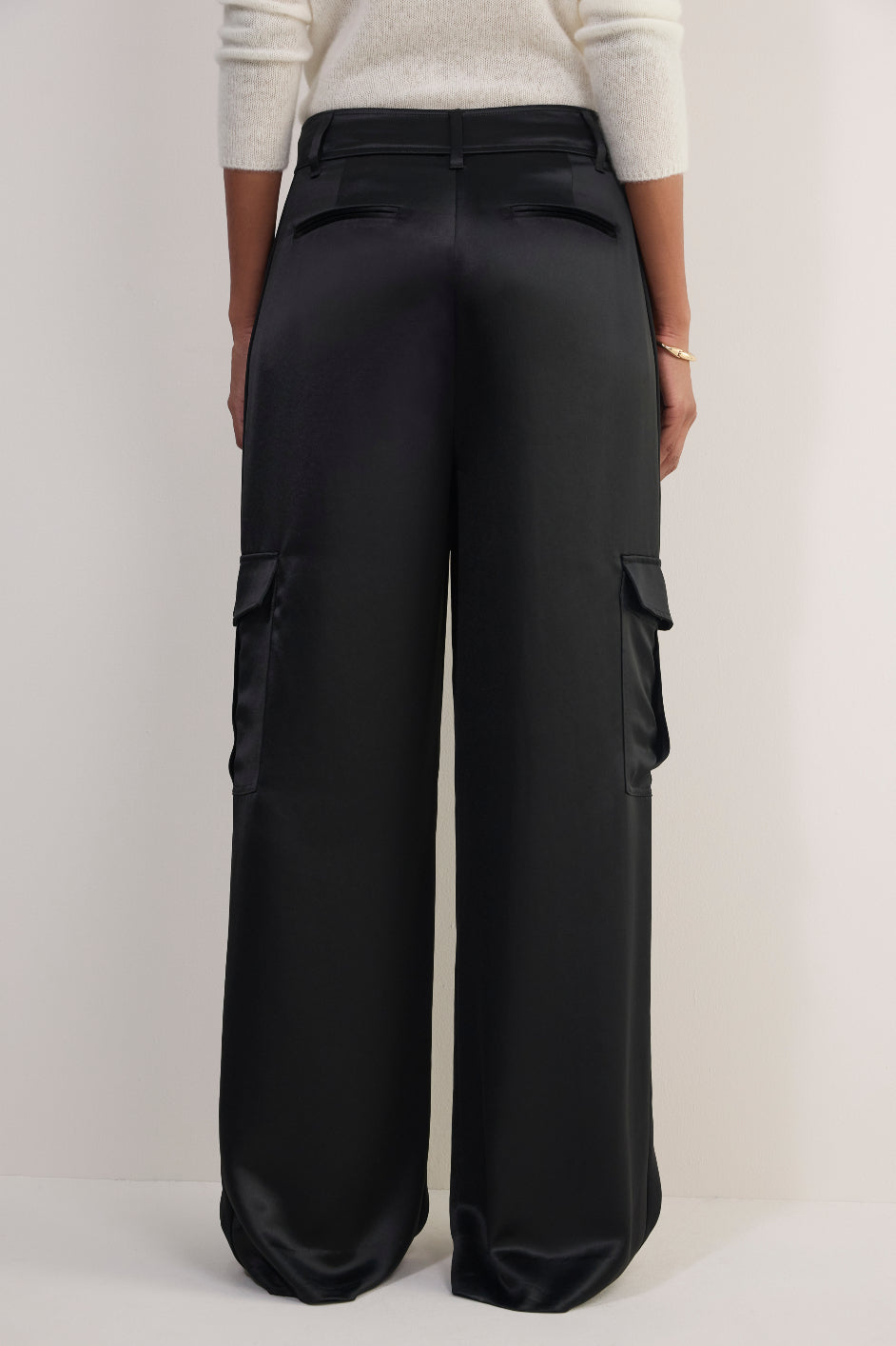 Erica Davies x WYSE Satin Cargo Trouser - Black
