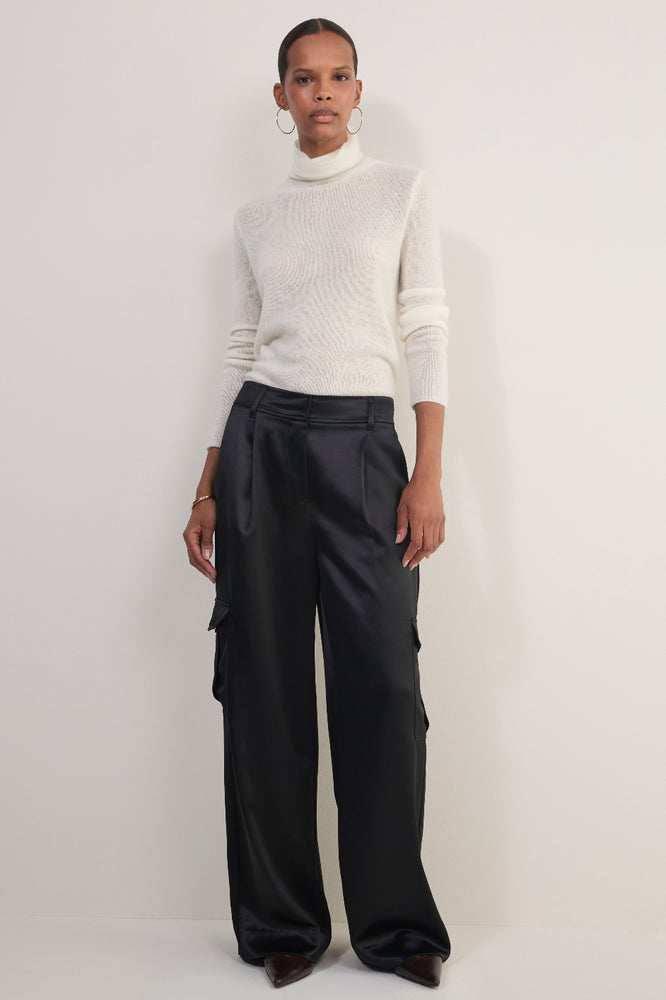 Erica Davies x WYSE Satin Cargo Trouser - Black