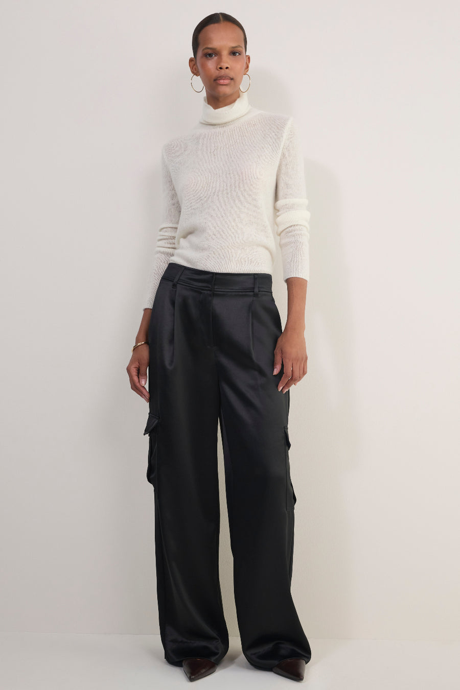 Erica Davies x WYSE Satin Cargo Trouser - Black