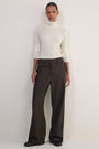 Erica Davies x WYSE Wool Trouser - Brown Check Side Stripe