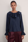 Erica Davies x WYSE Ruffle Blouse - Midnight
