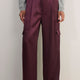 Erica Davies x WYSE Satin Cargo Trouser - Aubergine