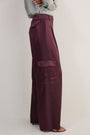 Erica Davies x WYSE Satin Cargo Trouser - Aubergine