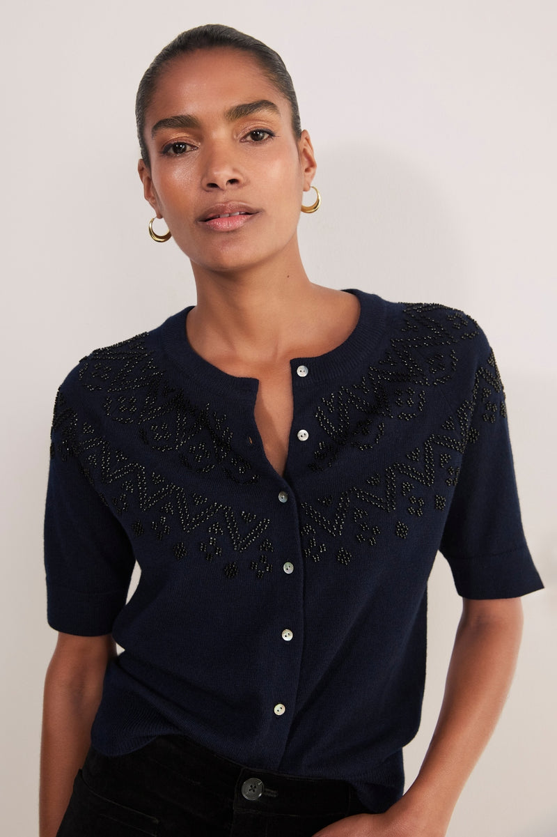Esme Beaded Cardigan - Midnight