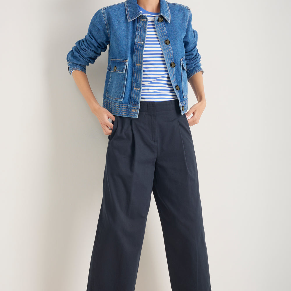 Etta Pleat Front Tapered Trouser - Deep Midnight