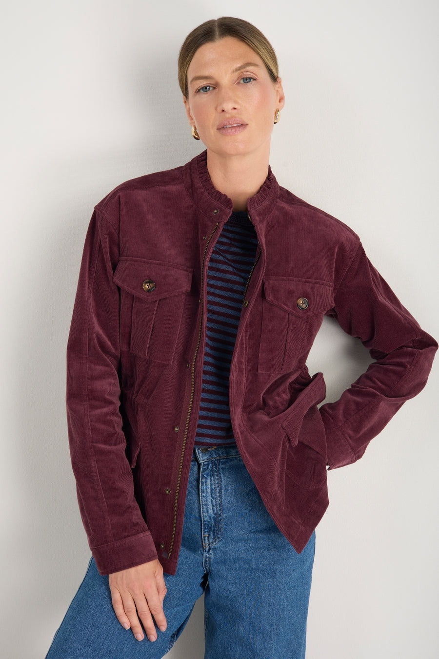 Eva Pin Cord Jacket - Merlot