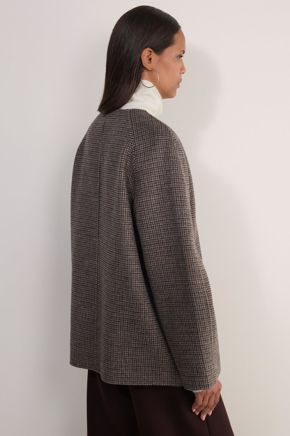 Evie Reversible Scarf Coat - Chocolate Check