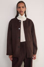 Evie Reversible Scarf Coat - Chocolate Check