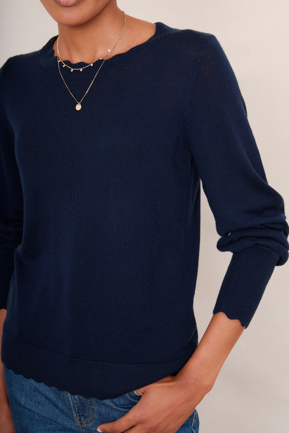 Fleurine Scallop Jumper - Warm Cocoa main image 0