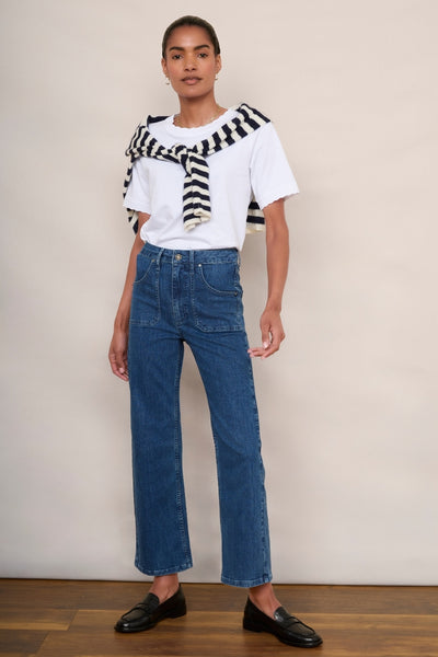 SECTION DROP FLERE DENIM 44 OURS 深水 FLOSSIECARPENTERFLARECROPPEDJE