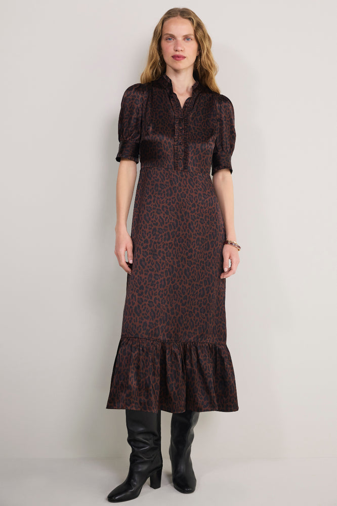 Fabienne Silk Dress - Chocolate Leopard