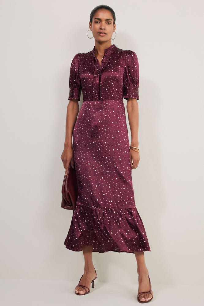 Fabienne Silk Dress - Plum Spot