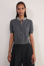 Felicity Embellished Neck Cardigan - Charcoal Grey