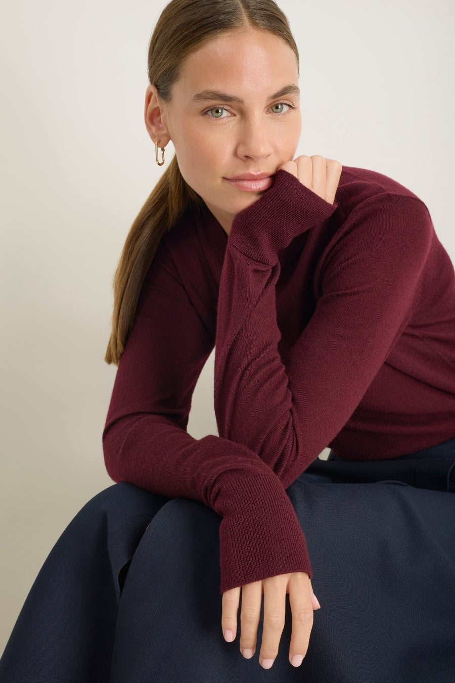 Fleur Merino Jumper - Deep Fig