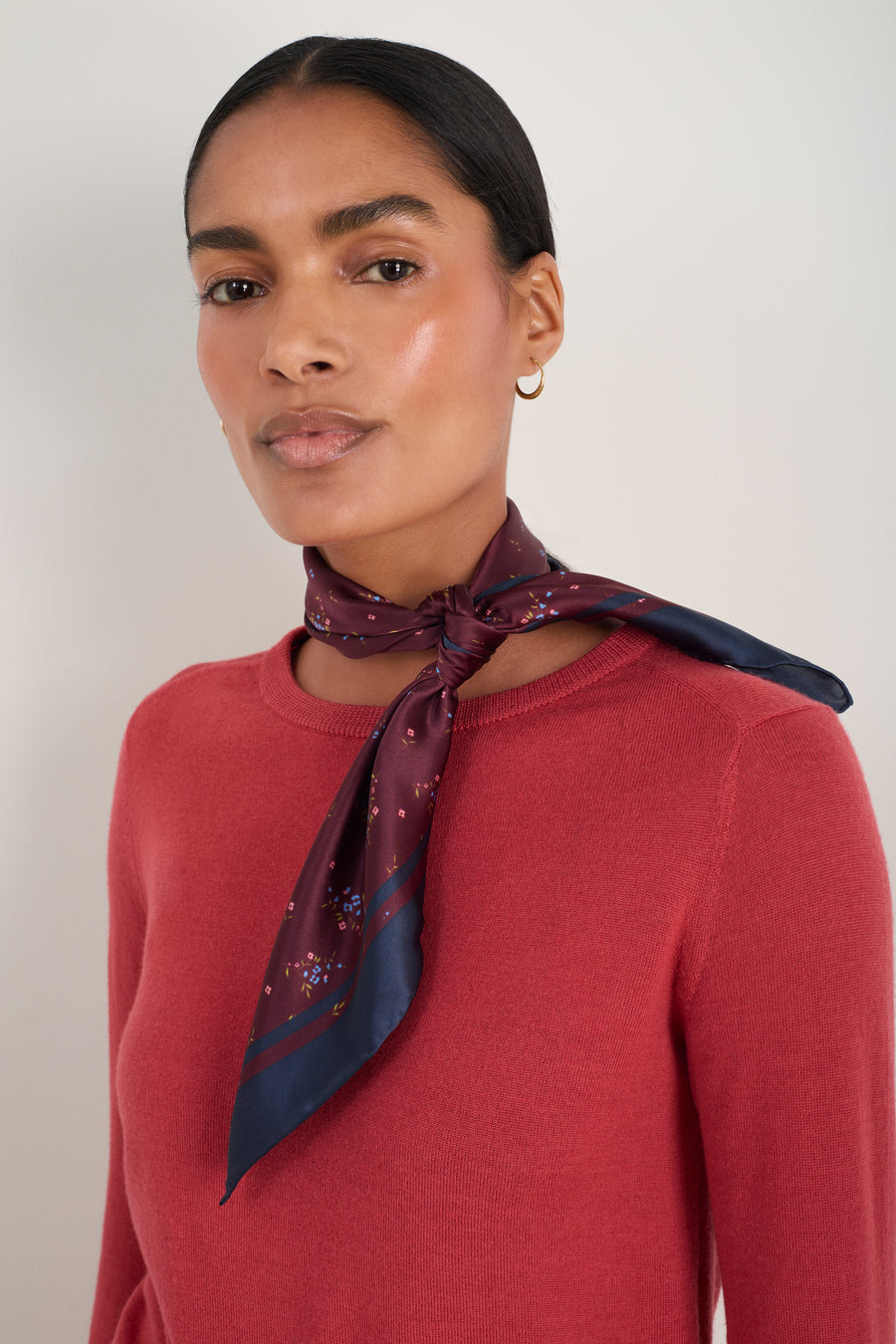 Serena Silk Scarf - Plum Sprig