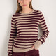 Fleur Merino Jumper - Oat/Deep Fig Stripe