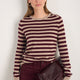 Fleur Merino Jumper - Oat/Deep Fig Stripe