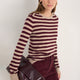 Fleur Merino Jumper - Oat/Deep Fig Stripe