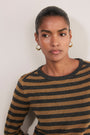 Fleur Merino Jumper - Pewter/Gold Metallic Stripe