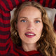 Fleur Merino Jumper - Red/Aubergine Metallic Stripe
