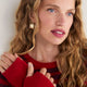 Fleur Merino Jumper - Red/Aubergine Metallic Stripe