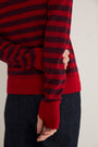 Fleur Merino Jumper - Red/Aubergine Metallic Stripe