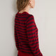 Fleur Merino Jumper - Red/Aubergine Metallic Stripe