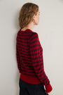 Fleur Merino Jumper - Red/Aubergine Metallic Stripe