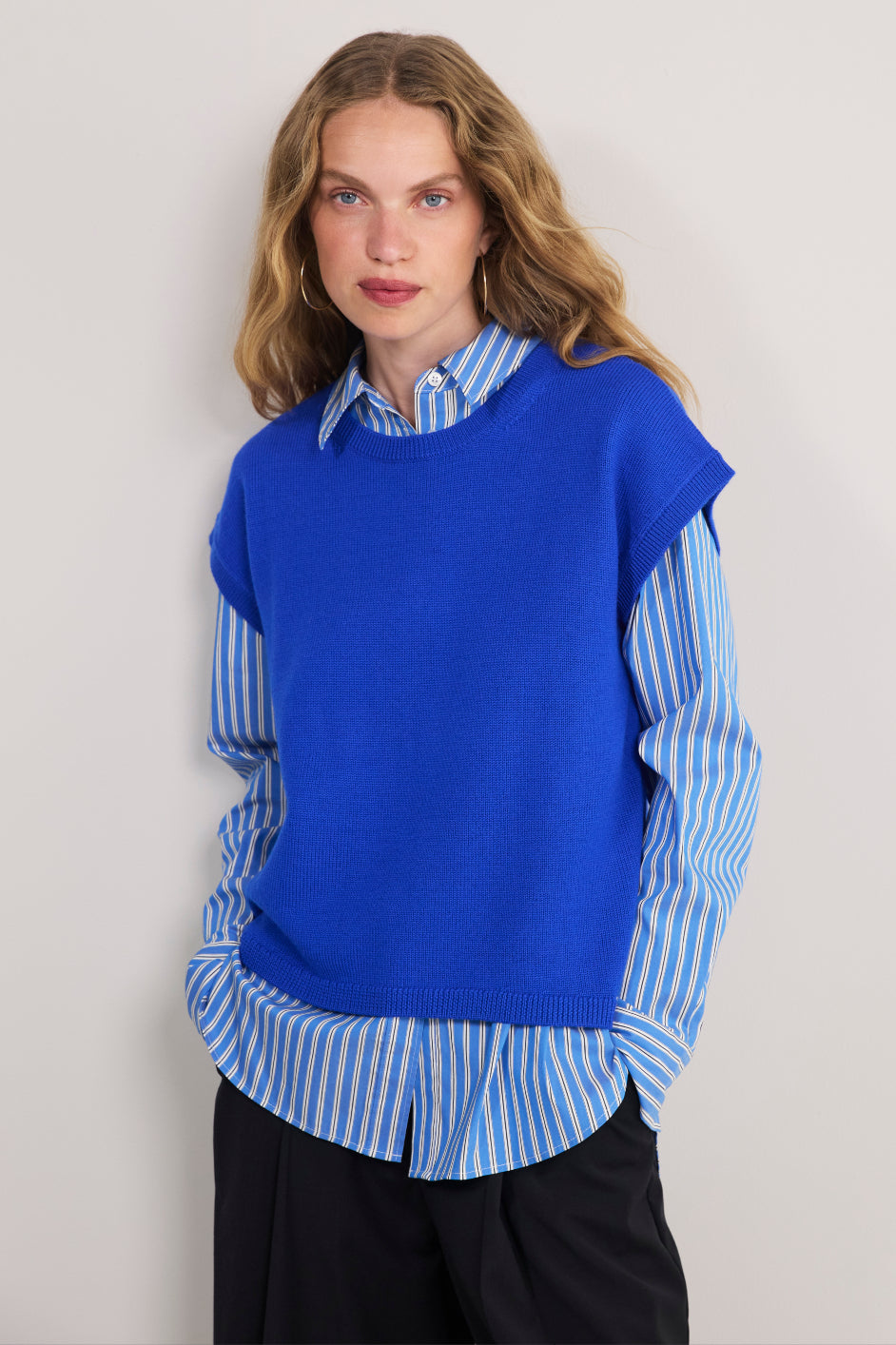 Fleur Merino Tank - Cobalt Blue