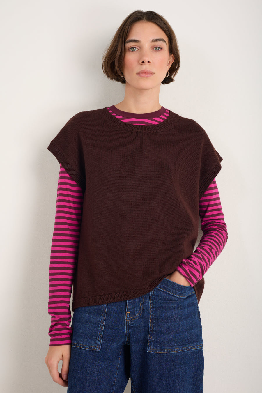 Fleur Merino Tank - Cocoa