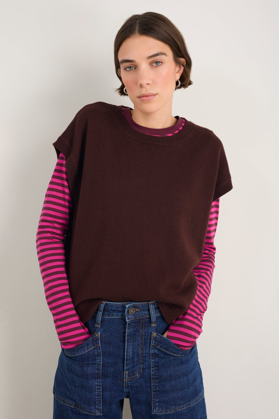 Fleur Merino Tank - Cocoa