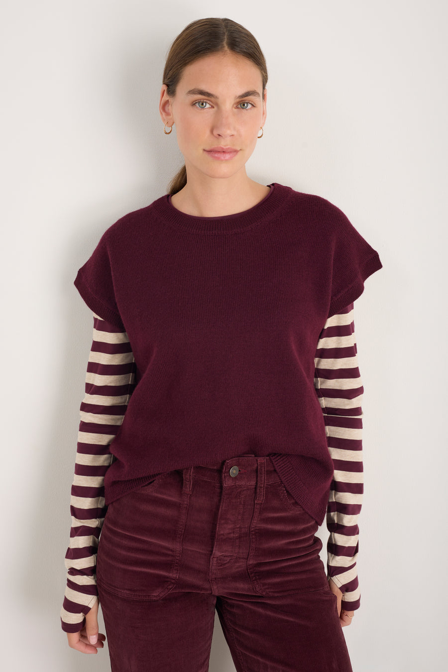 Fleur Merino Tank - Deep Fig