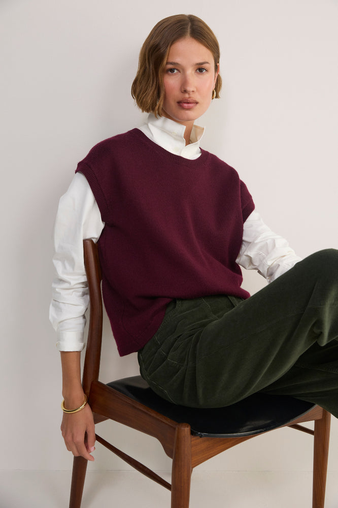 Fleur Merino Tank - Deep Fig