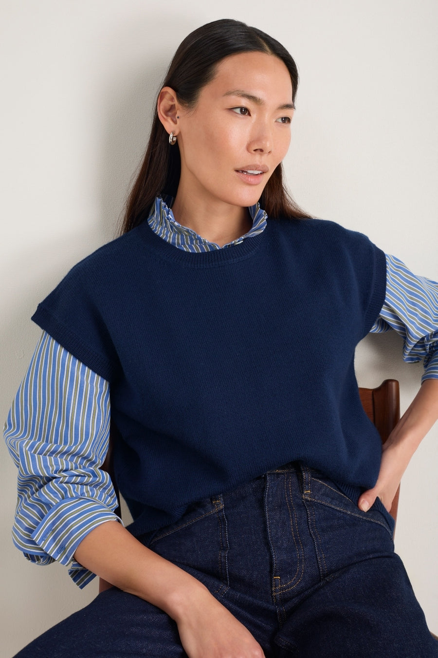 Fleur Merino Tank - Midnight