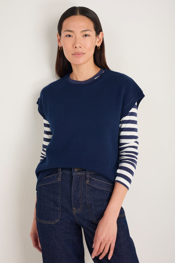 Fleur Merino Tank - Midnight