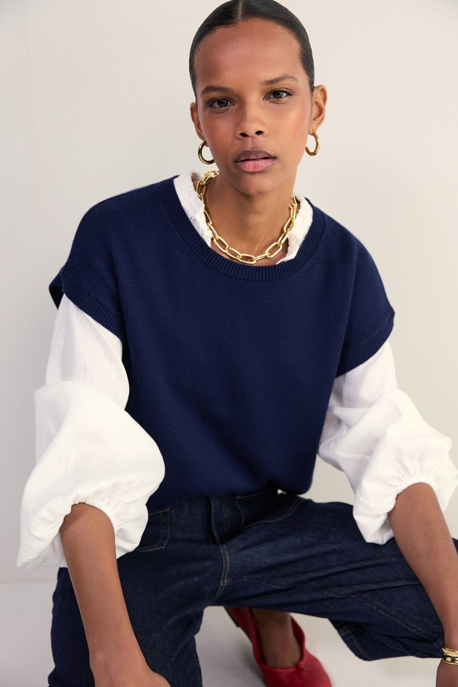 Fleur Merino Tank - Midnight