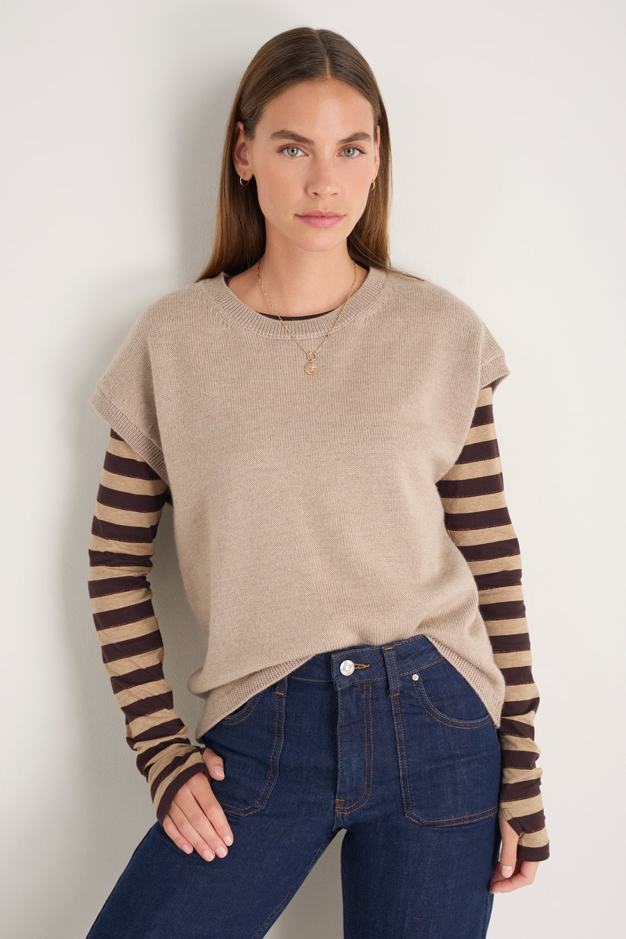 Fleur Merino Tank - Oat Melange