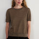 Fleur Short Sleeve Tee - Chocolate/Oat Metallic Stripe