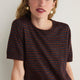 Fleur Short Sleeve Tee - Cognac/Midnight Metallic Stripe