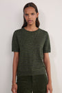 Fleur Short Sleeve Tee - Green/Midnight Metallic Stripe