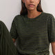Fleur Short Sleeve Tee - Green/Midnight Metallic Stripe