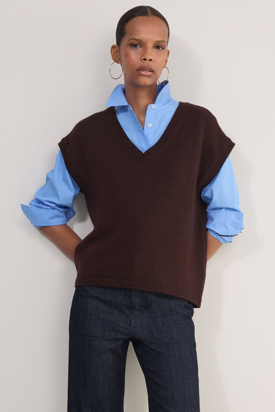 Fleur V-Neck Tank - Cocoa