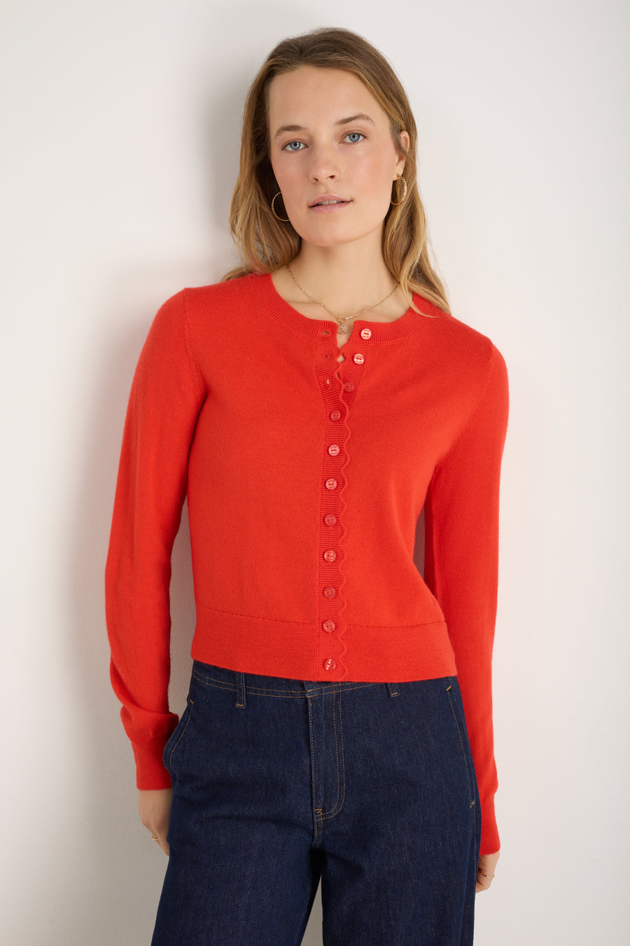 Fleurine Cropped Cardigan - Bitter Orange