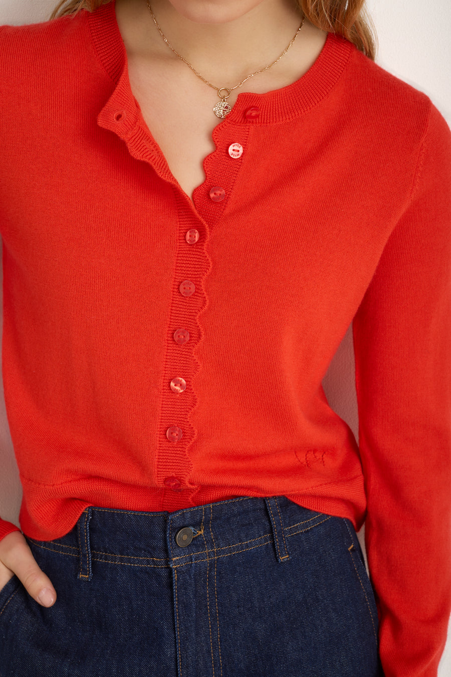 Fleurine Cropped Cardigan - Bitter Orange