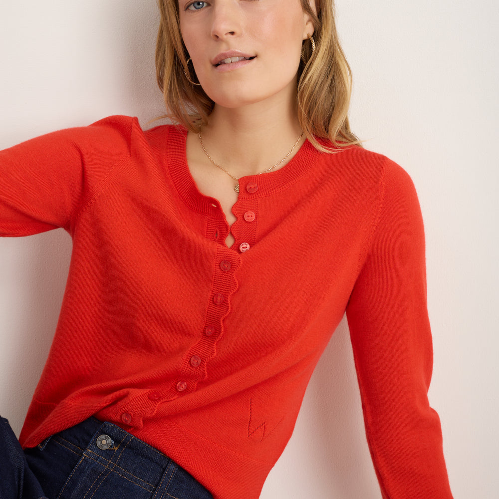 Fleurine Cropped Cardigan - Bitter Orange