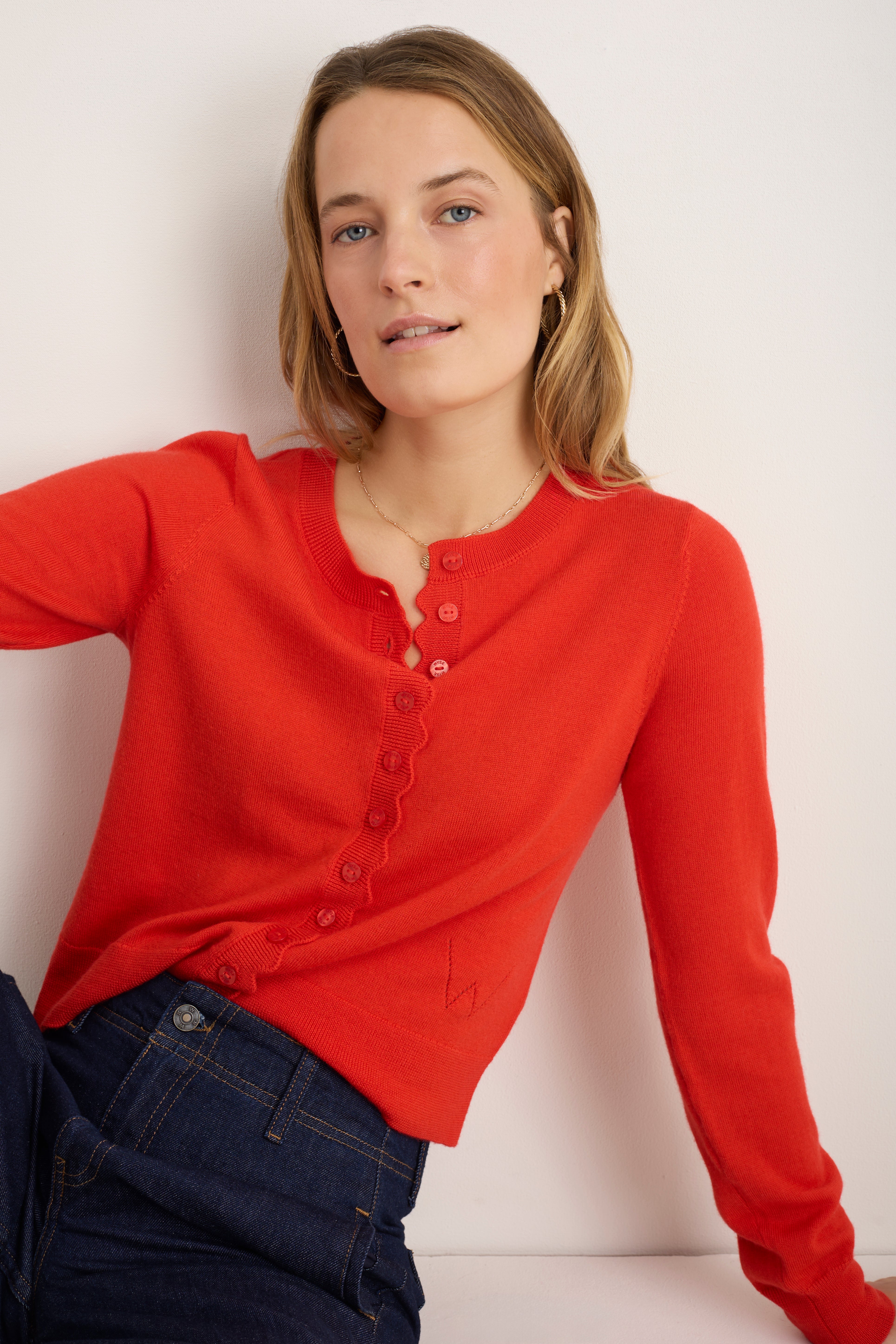 Fleurine Cropped Cardigan - Bitter Orange