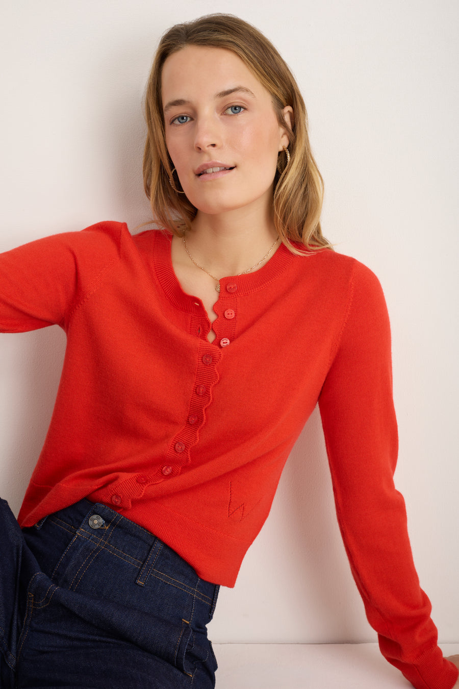 Fleurine Cropped Cardigan - Bitter Orange