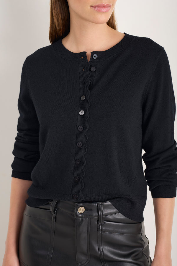 Fleurine Cropped Cardigan - Black