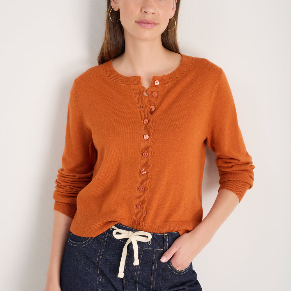 Fleurine Cropped Cardigan - Burnt Orange