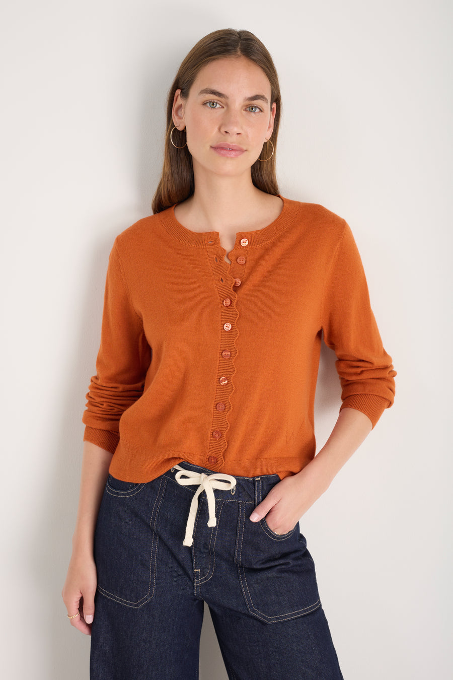 Fleurine Cropped Cardigan - Burnt Orange
